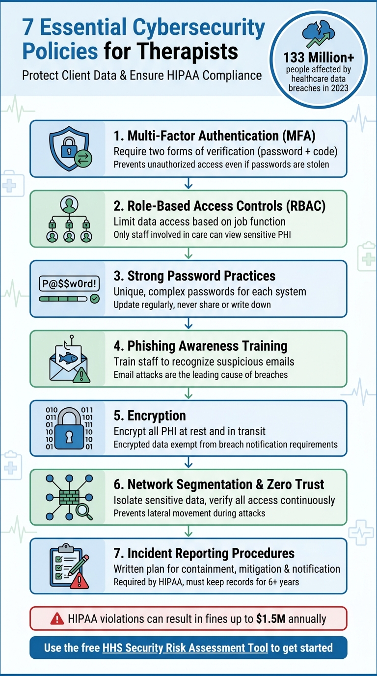 7 Essential Cybersecurity Policies for Therapists and Telehealth Practices