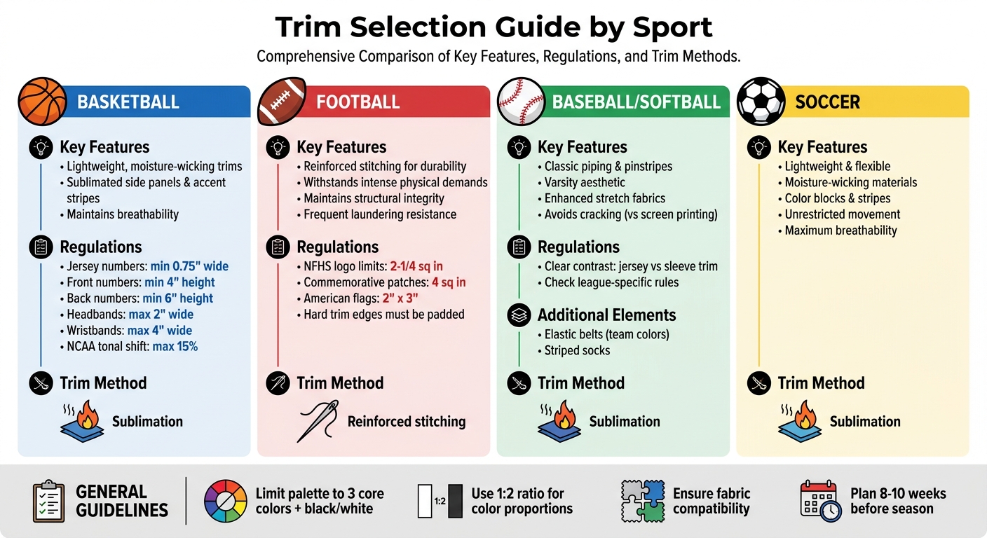 Team Uniform Trim Selection Guide by Sport