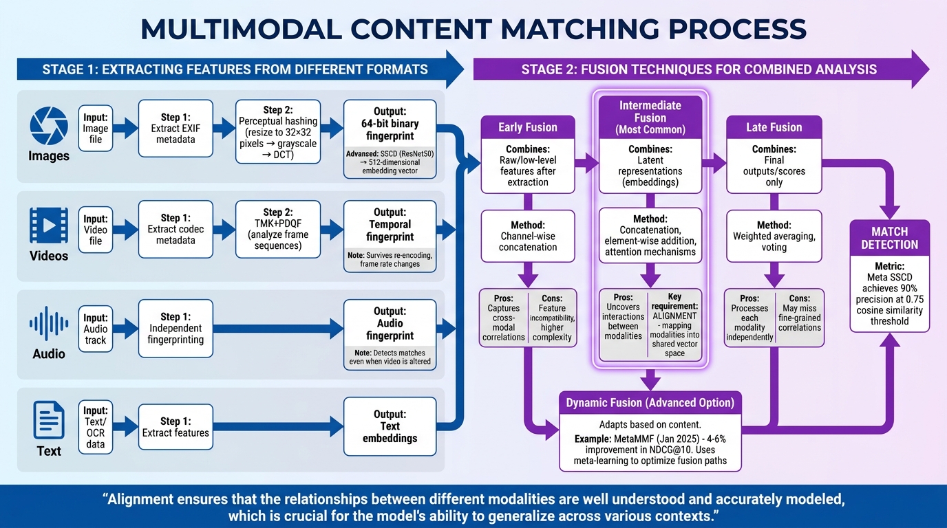 How Multimodal Content Matching Works: From Feature Extraction to Fusion