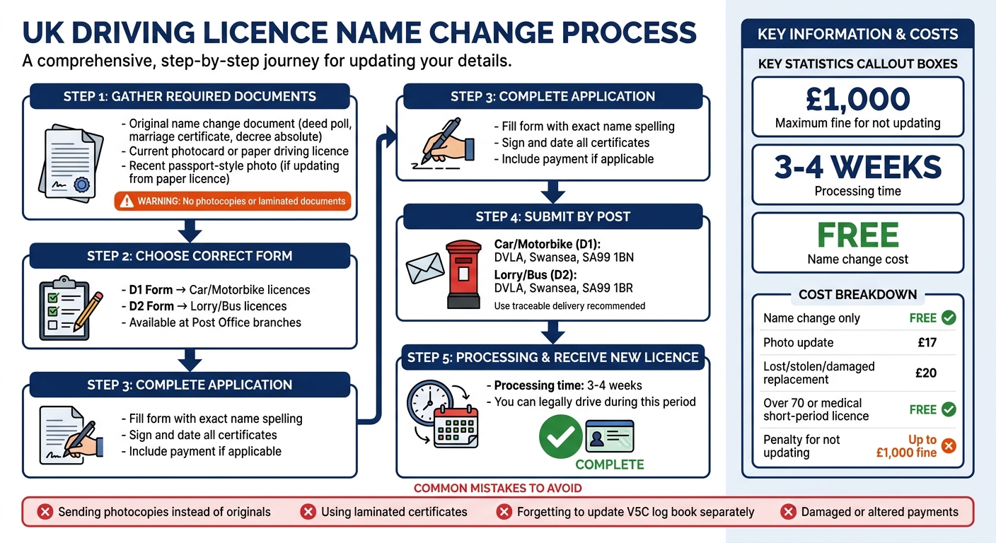 UK Driving Licence Name Change Process: Steps, Costs and Timeline