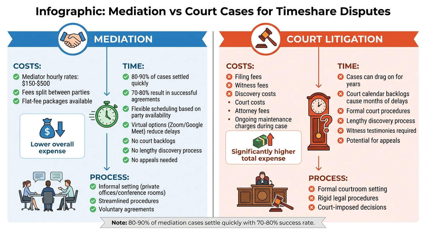 Mediation vs Court Cases for Timeshare Disputes: Cost and Time Comparison