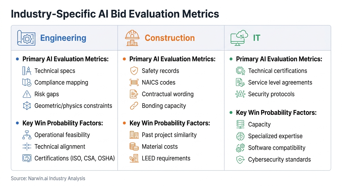 AI Bid Recommendation Metrics by Industry: Construction vs IT vs Engineering
