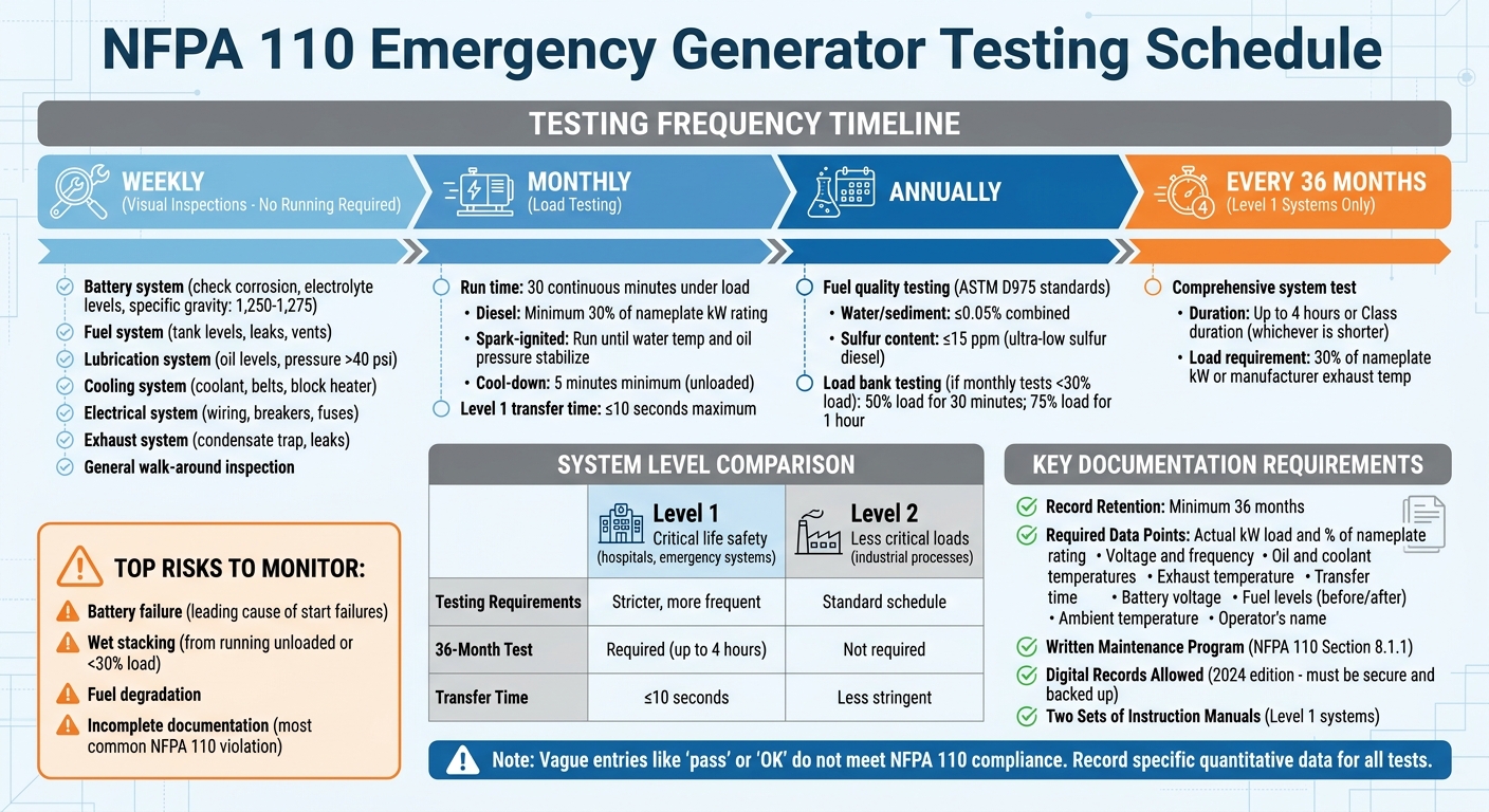 NFPA 110 Emergency Generator Testing Schedule and Requirements