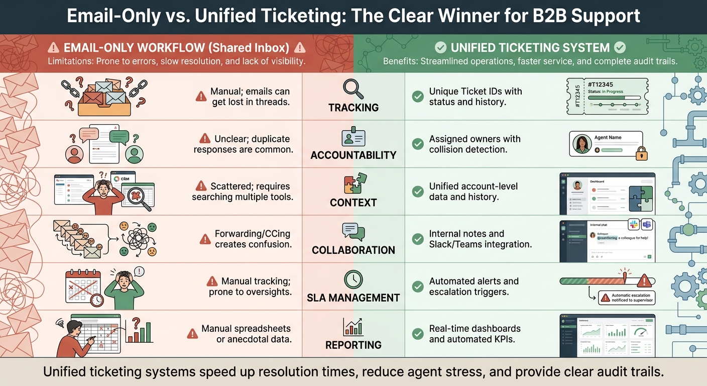 Email-Only vs Unified Ticketing System: Feature Comparison for B2B Support