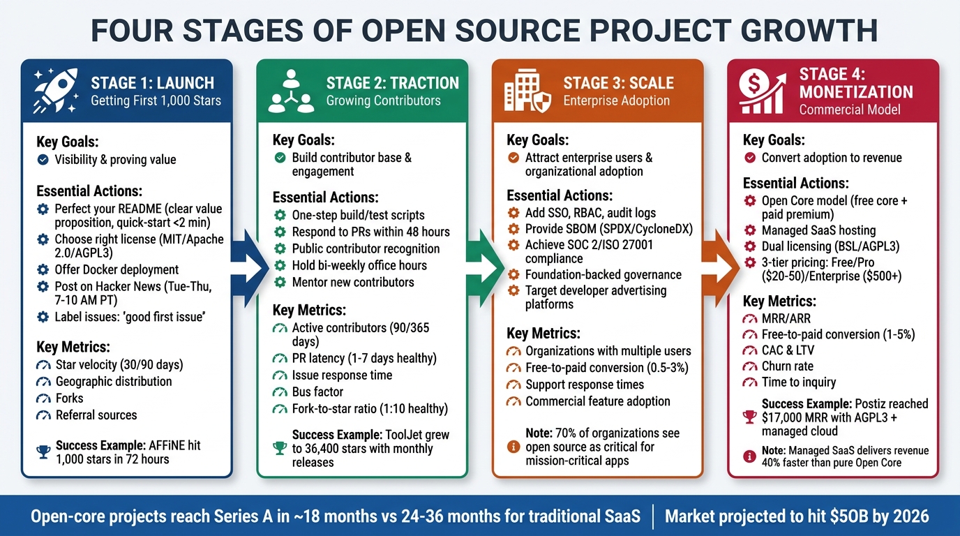 4 Stages of Open Source Project Growth: From Launch to Monetization