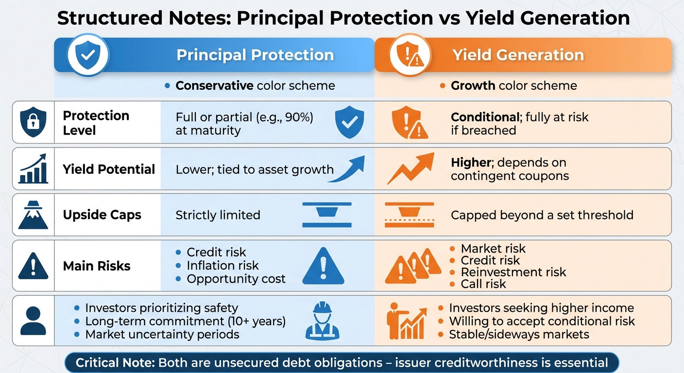Principal Protection vs Yield Generation Structured Notes Comparison