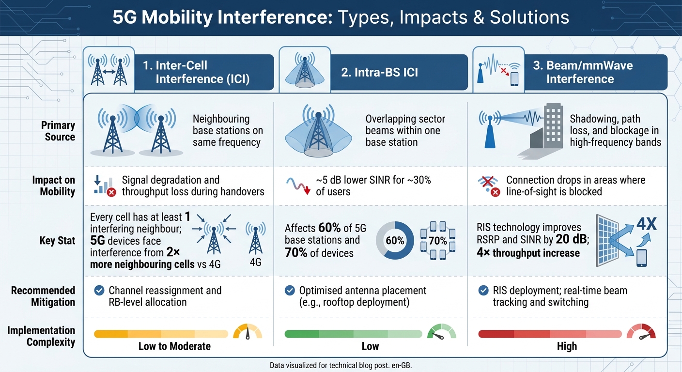 5G Mobility Interference Types and Mitigation Strategies Comparison