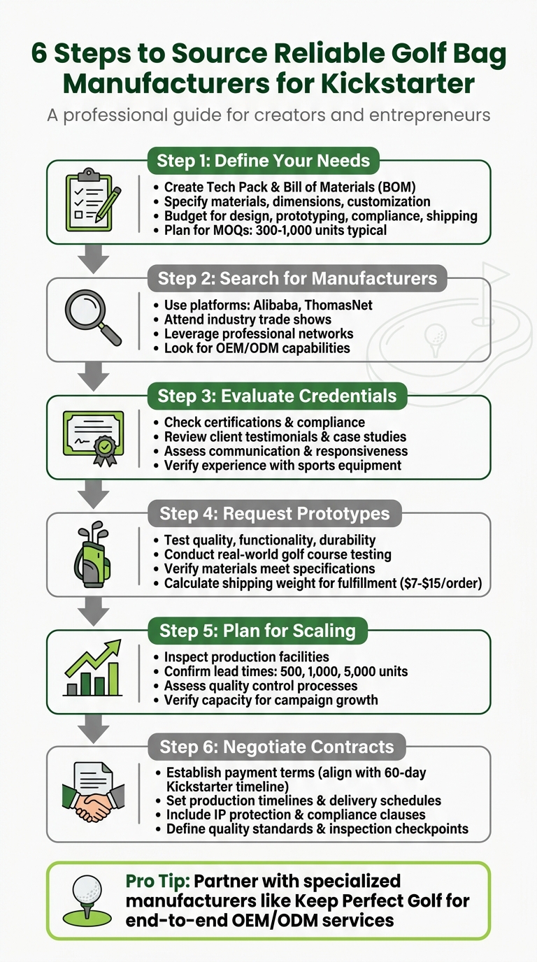 6-Step Process for Sourcing Reliable Golf Bag Manufacturers for Kickstarter