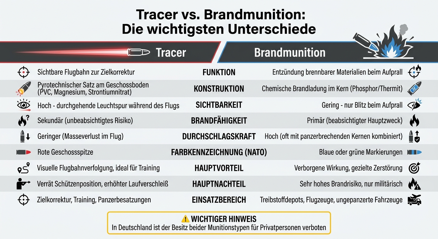 Tracer vs Incendiary Ammunition: Comparison of Main Features and Differences