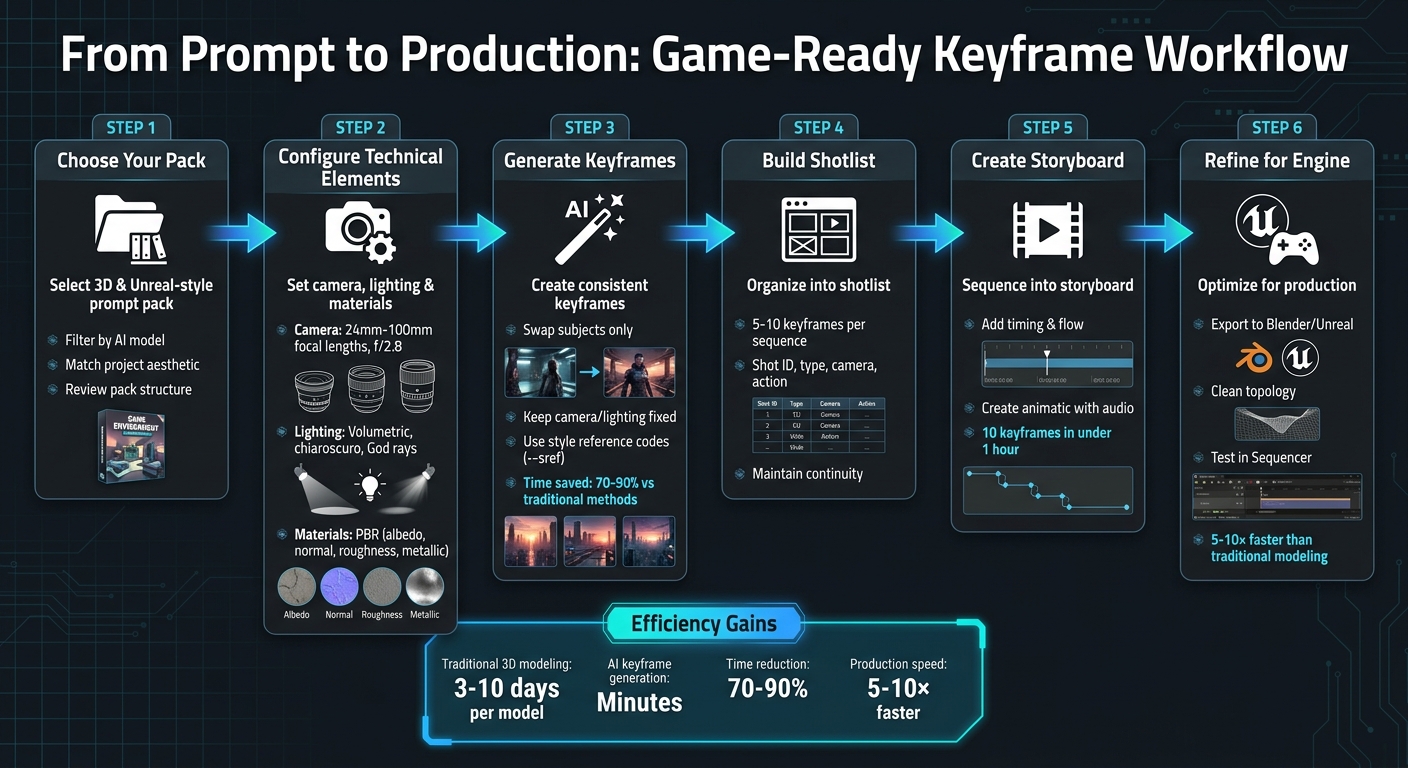 How to Create Game-Ready Keyframes Using 3D Prompt Packs: A Step-by-Step Workflow