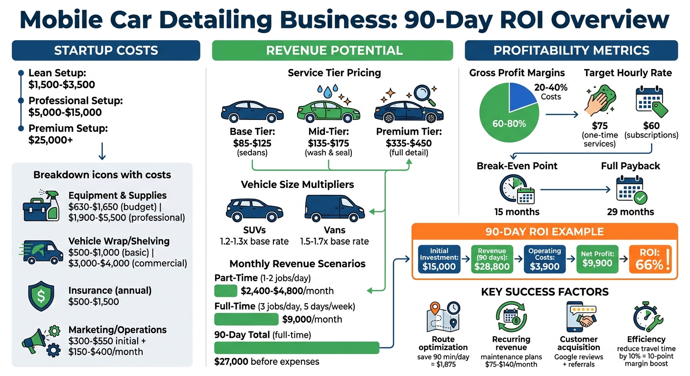 Mobile Car Detailing Business 90-Day ROI Breakdown: Costs, Revenue & Profit Margins