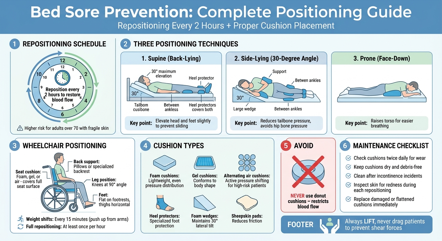 Bed Sore Prevention: 2-Hour Repositioning Schedule and Positioning Guide