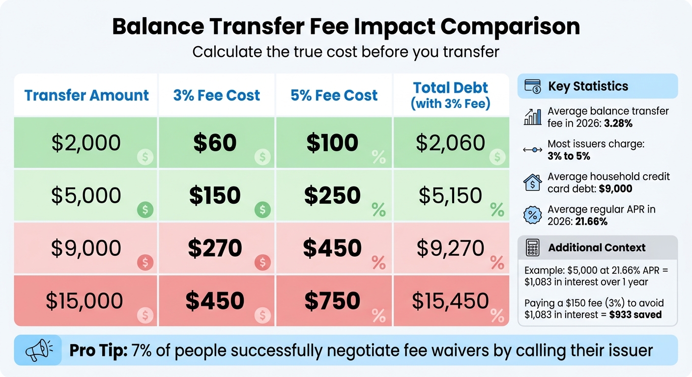Balance Transfer Fee Impact Calculator: Cost Comparison by Transfer Amount