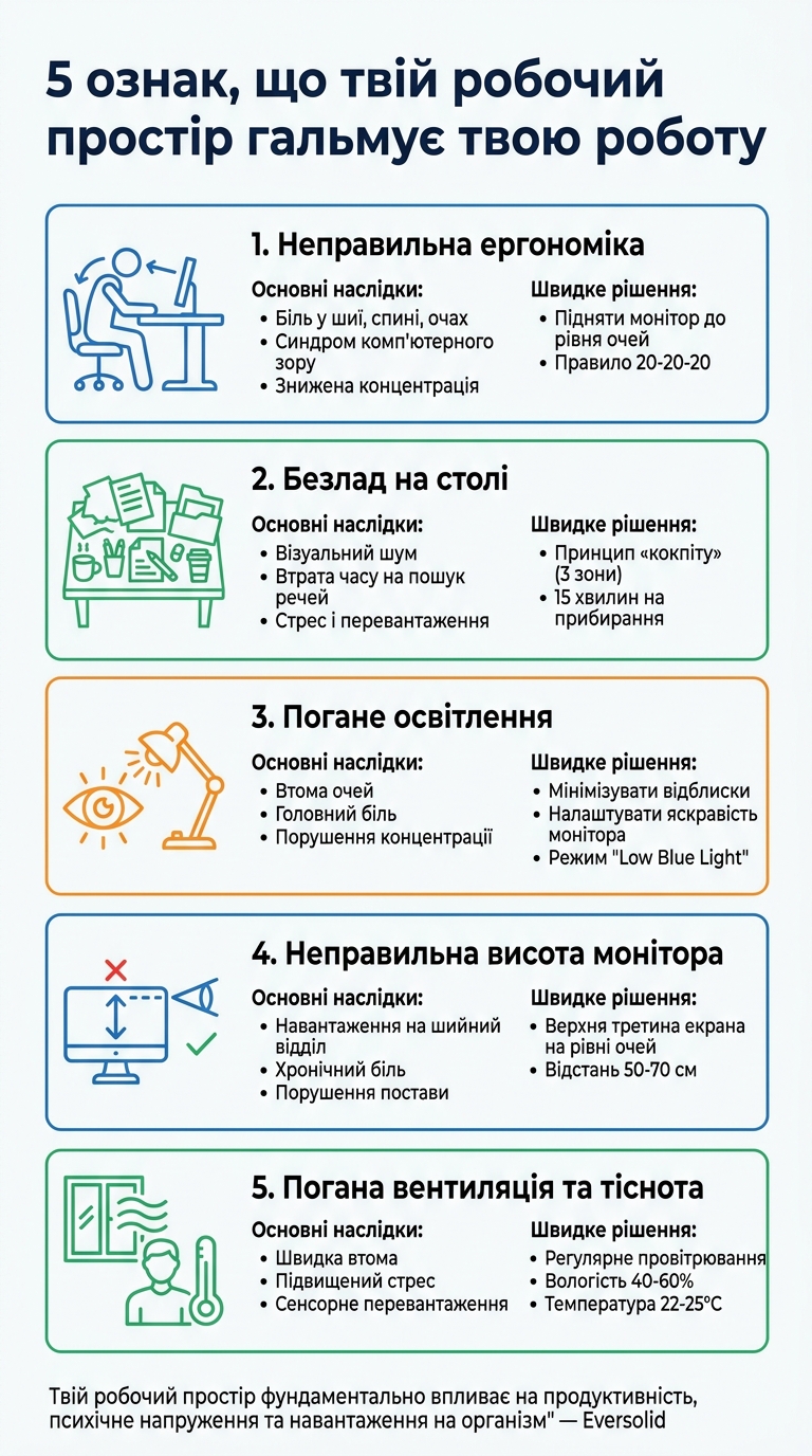 5 ознак неефективного робочого простору та їх вплив на продуктивність