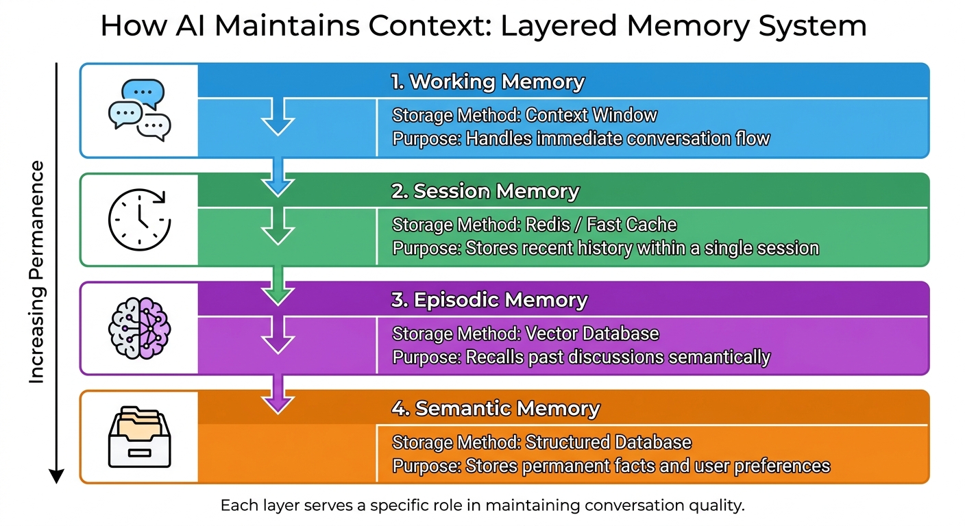 AI Memory Architecture: Four-Layer Context Tracking System