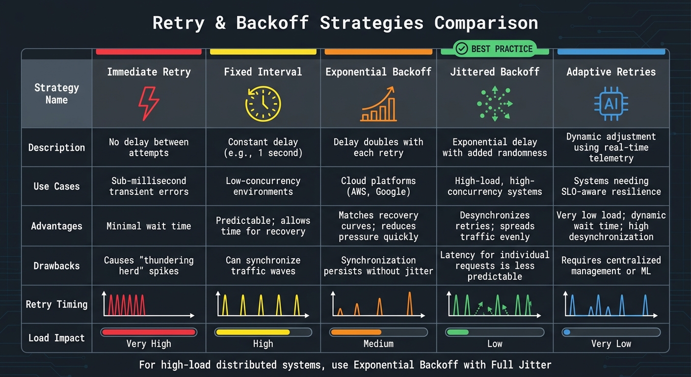 Retry and Backoff Strategies Comparison for Distributed Systems
