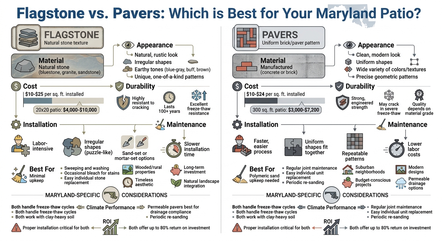 Flagstone vs Pavers Comparison for Maryland Patios