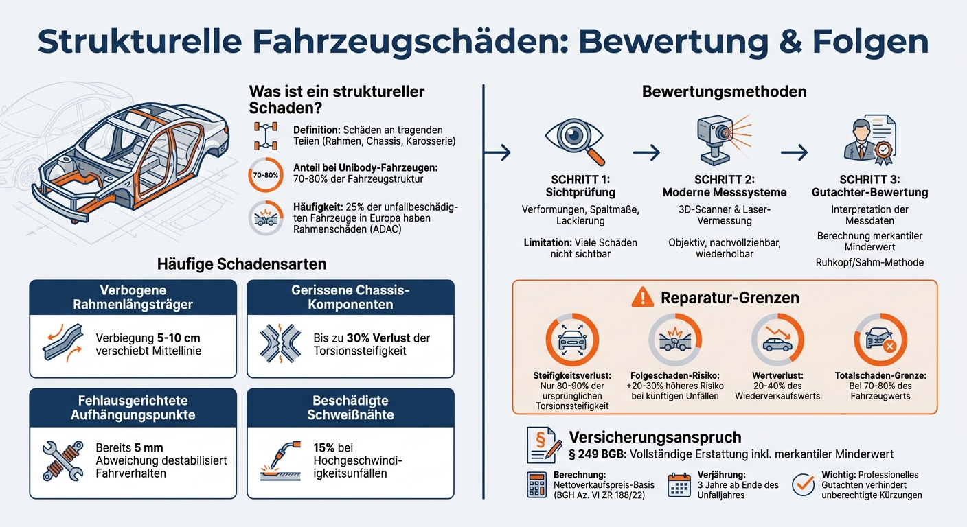 Bewertungsprozess struktureller Fahrzeugschäden: Von der Untersuchung bis zur Versicherungsabwicklung