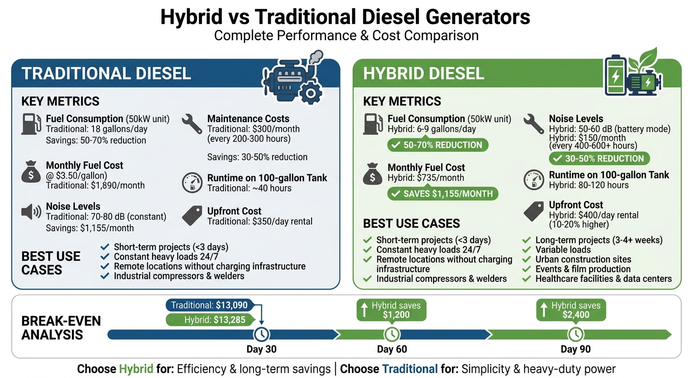 Hybrid vs Traditional Diesel Generators: Cost, Efficiency & Performance Comparison