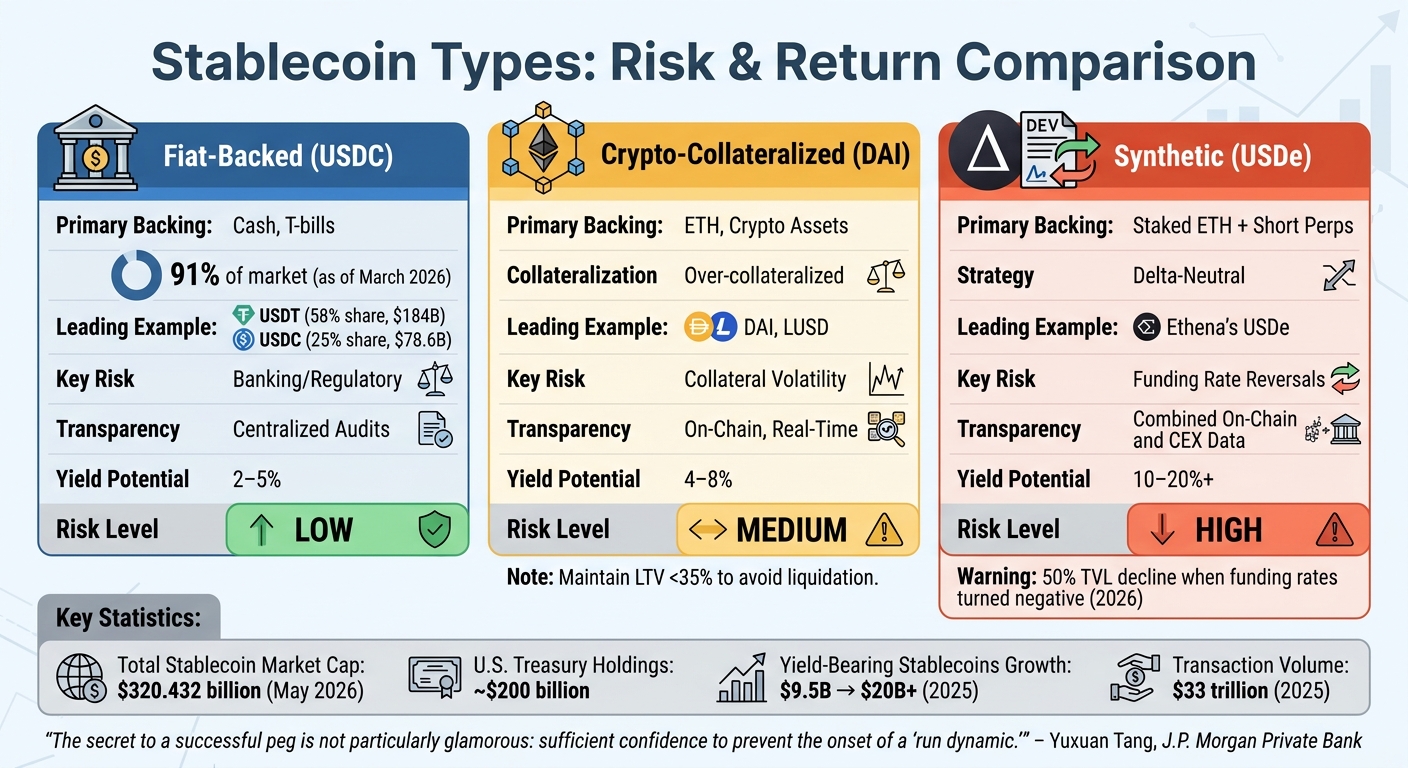 Stablecoin Types Comparison: Fiat-Backed vs Crypto-Collateralized vs Synthetic