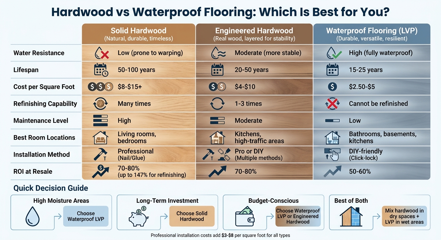 Hardwood vs Waterproof Flooring Comparison Chart