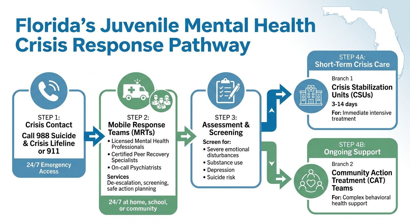 Florida Juvenile Mental Health Crisis Response System: From 988 Call to Treatment