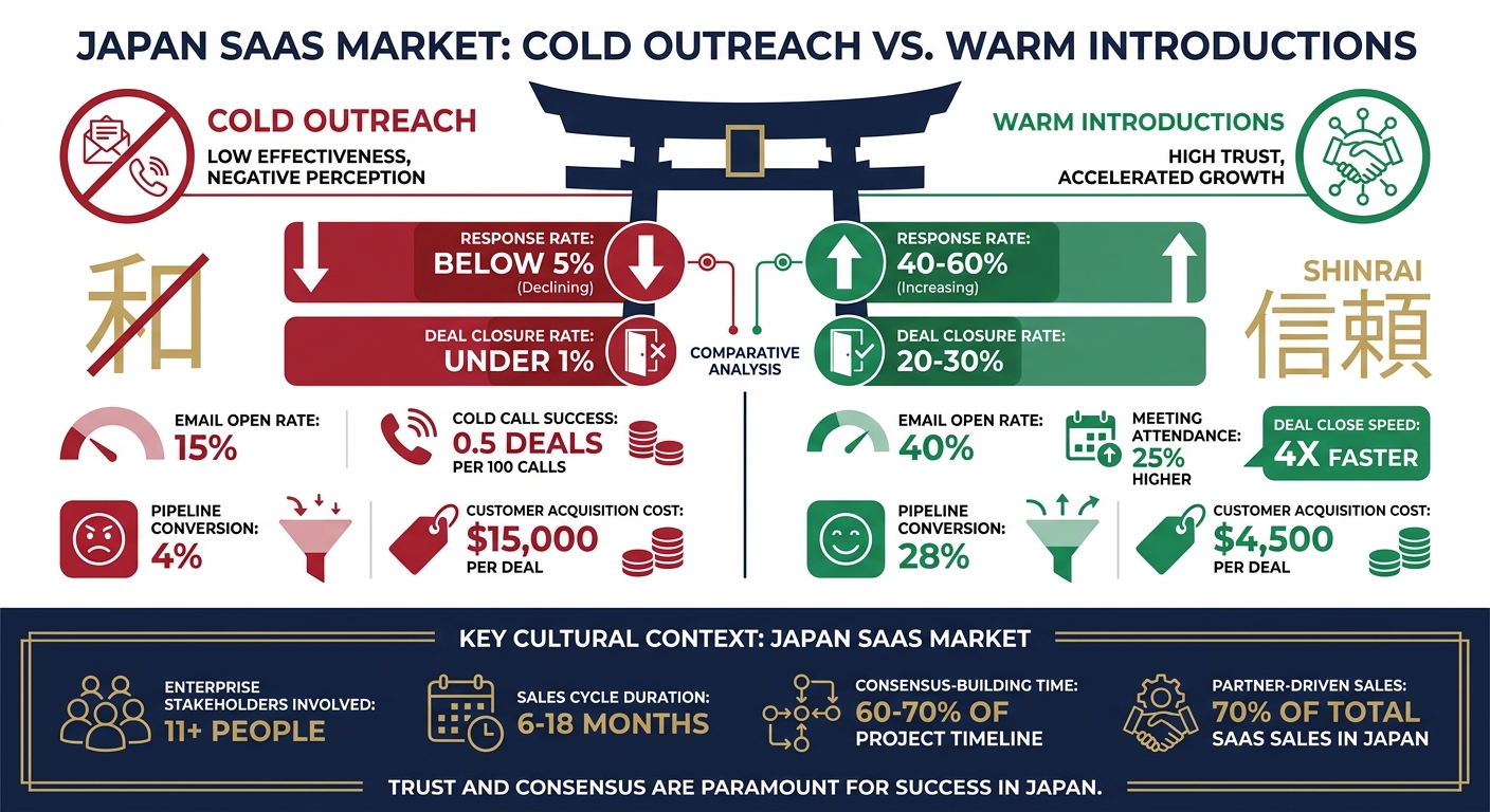 Cold Outreach vs Warm Introductions in Japan SaaS Sales: Performance Comparison