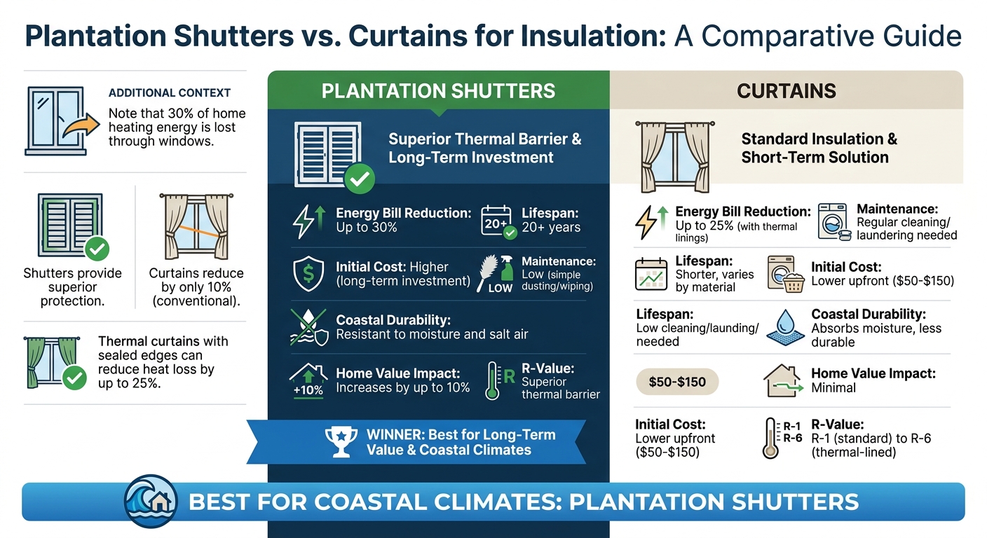 Plantation Shutters vs Curtains Energy Efficiency and Cost Comparison