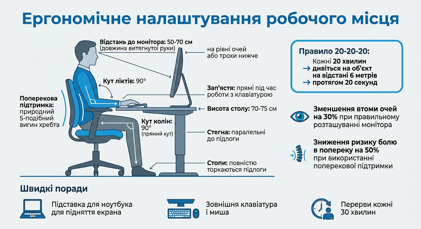 Ергономічне налаштування робочого місця для deep work