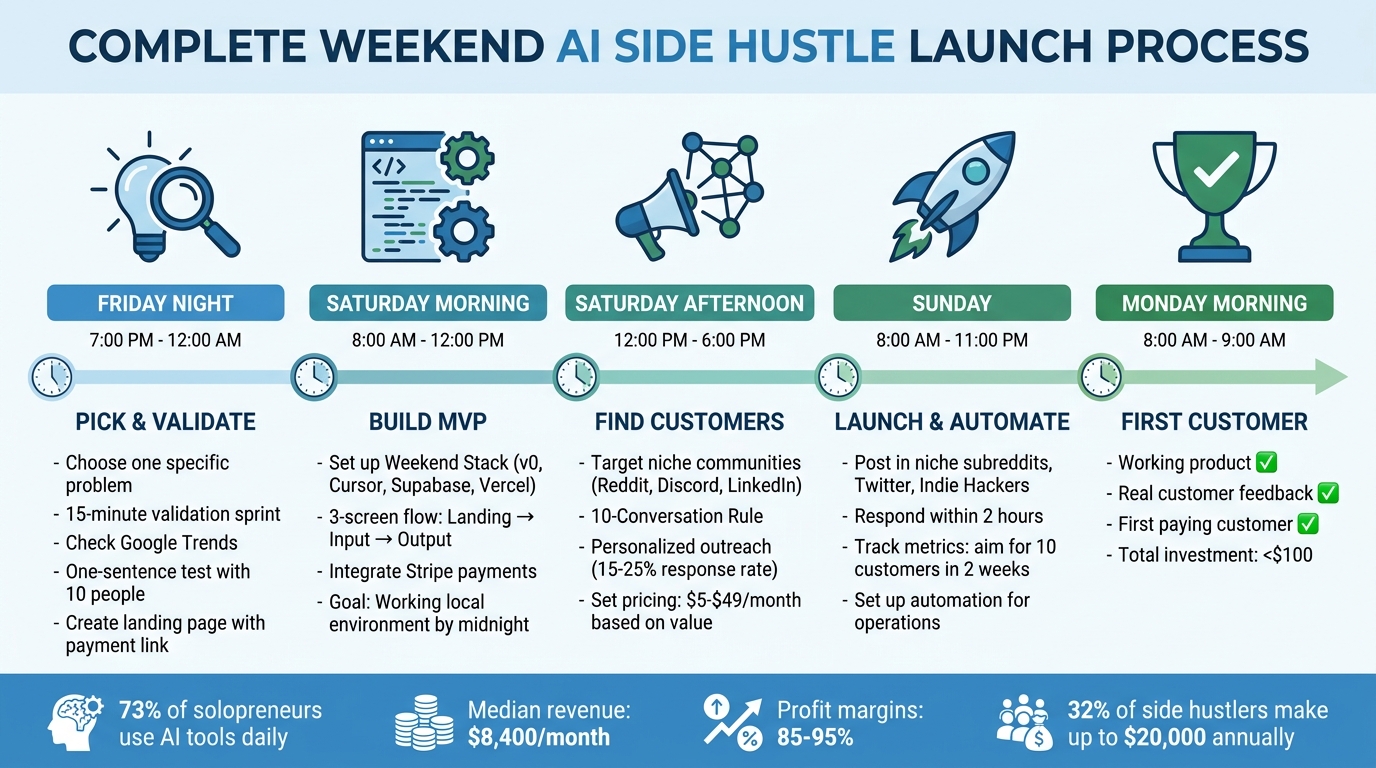 Weekend AI Side Hustle Launch Timeline: Friday to Monday