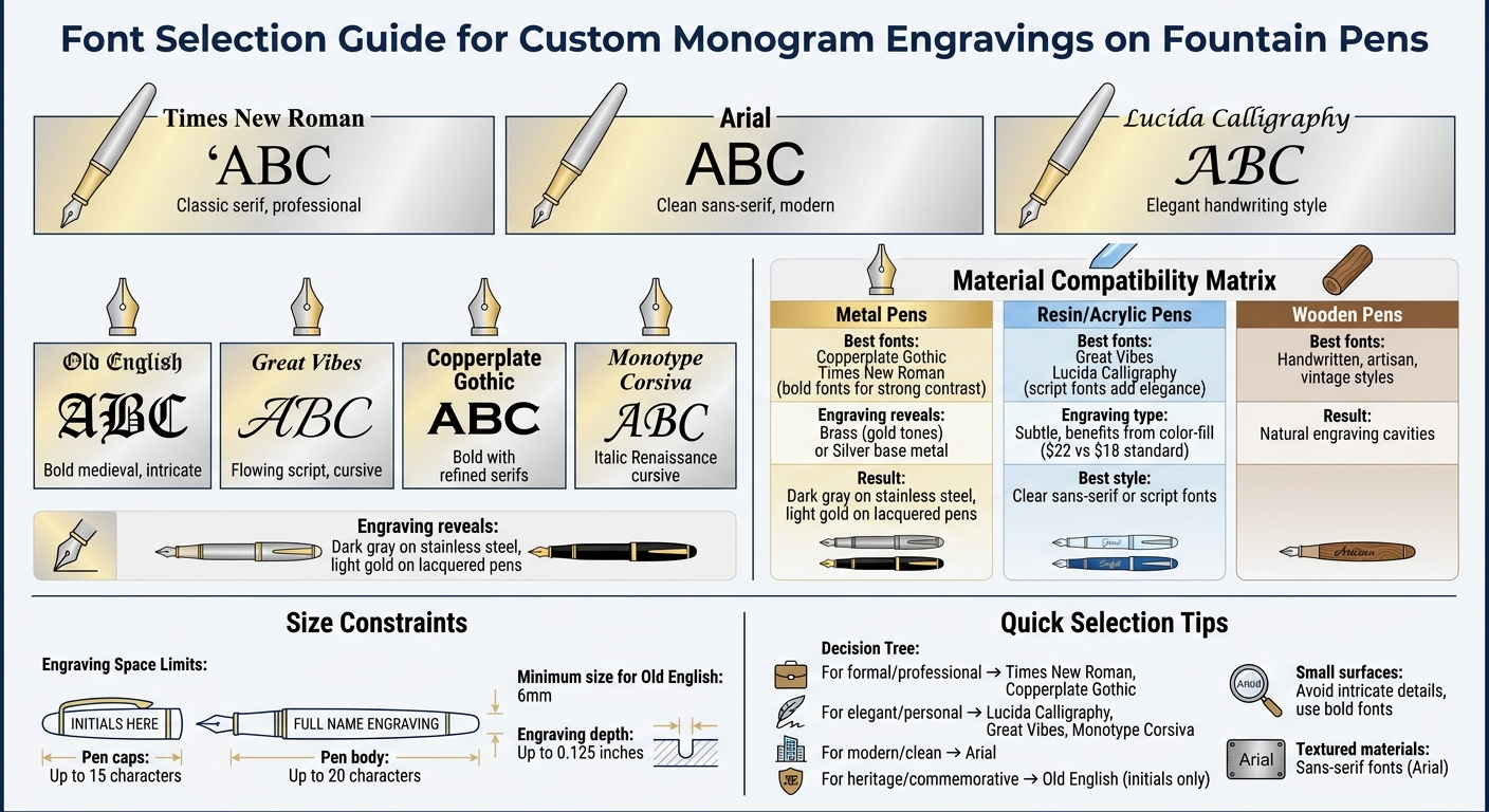 Font Selection Guide for Pen Engraving by Material and Style