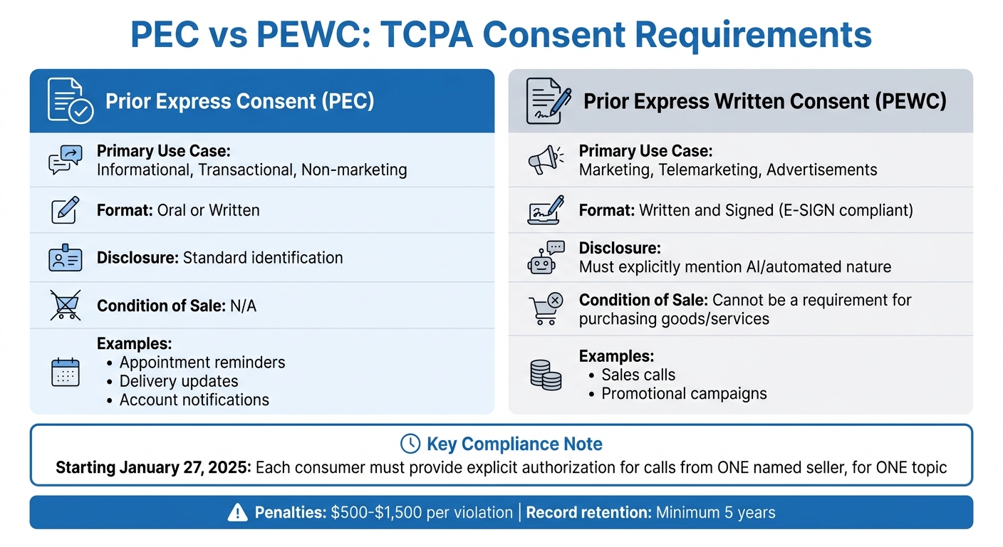 TCPA Consent Requirements: PEC vs PEWC Comparison Chart