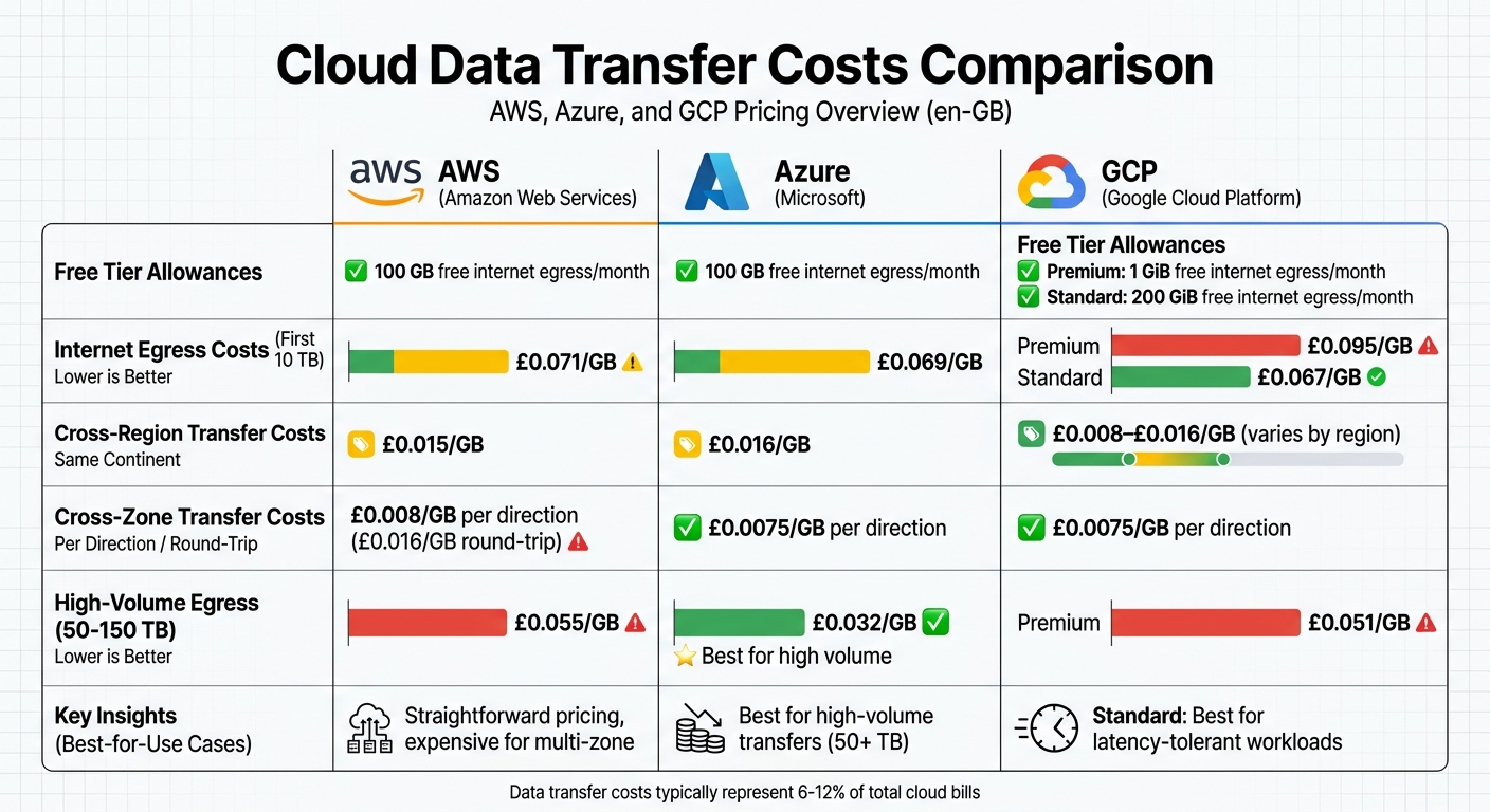 AWS vs Azure vs GCP Data Transfer Costs Comparison 2026