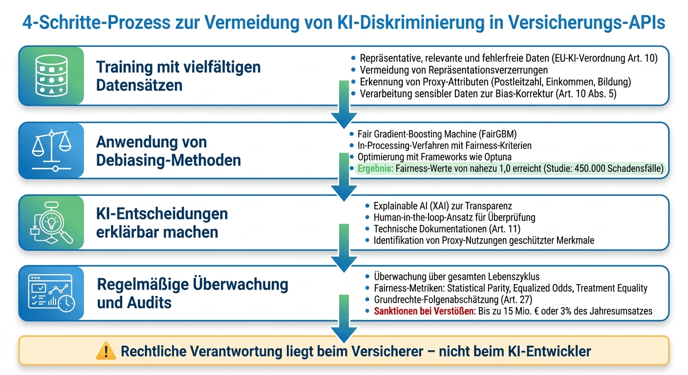 4-Stufen-Prozess zur Vermeidung von KI-Diskriminierung in Versicherungs-APIs