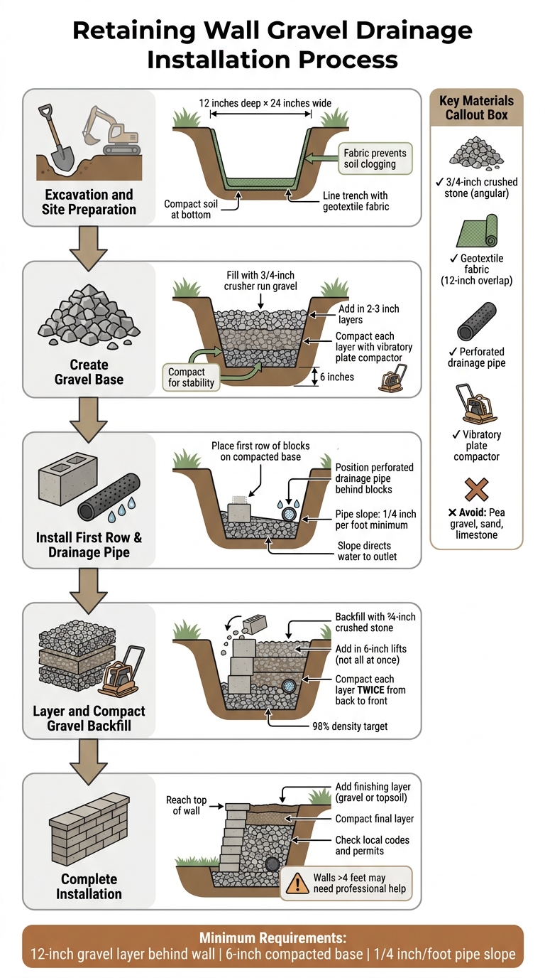 Step-by-Step Retaining Wall Gravel Drainage Installation Guide