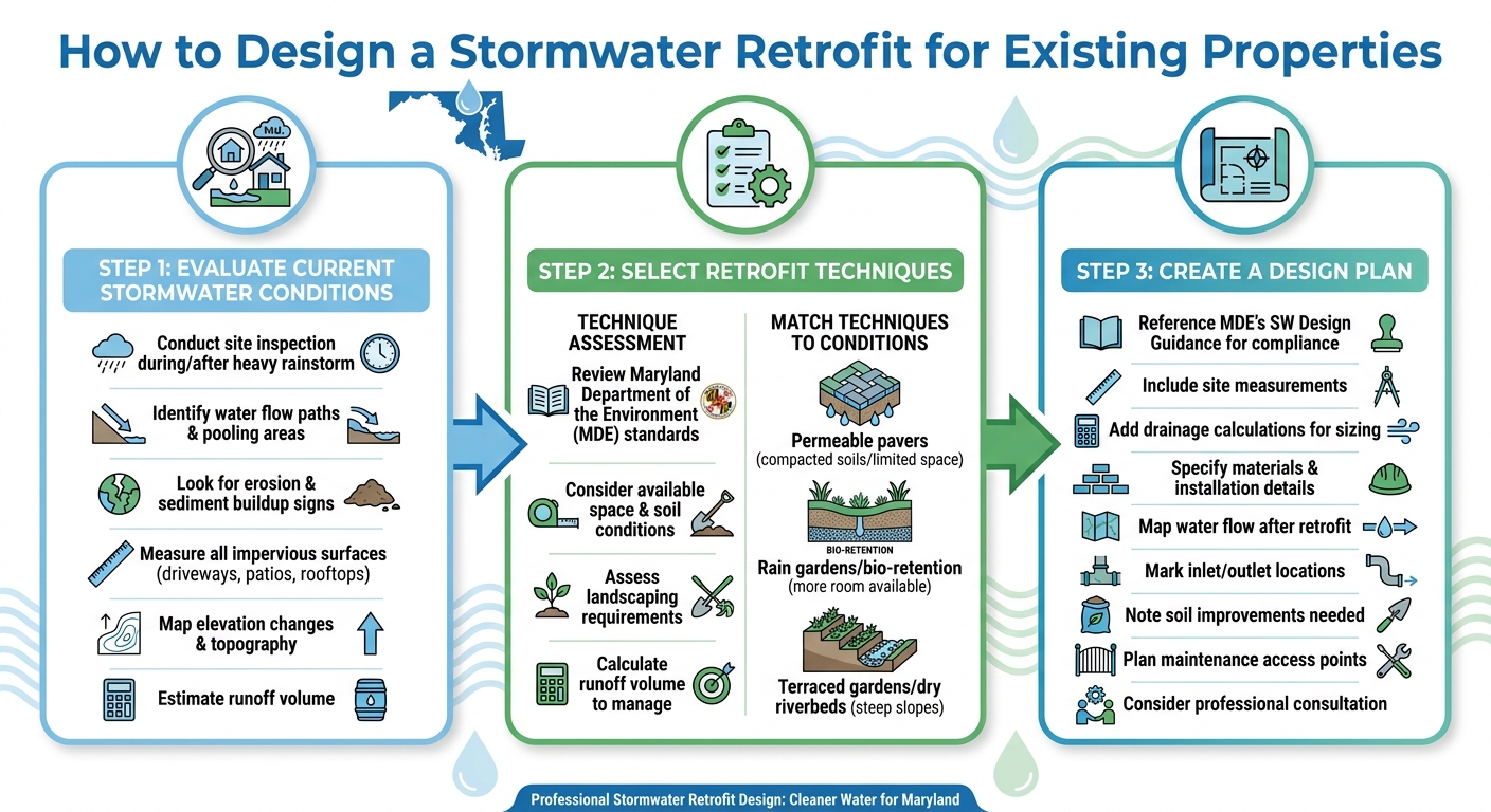 3-Step Stormwater Retrofit Design Process for Maryland Properties