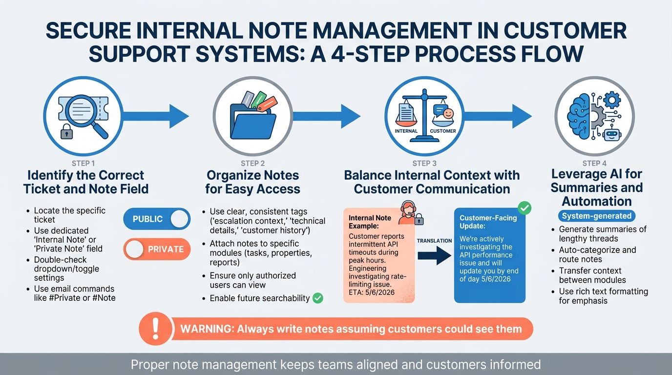 4-Step Process for Attaching Internal Notes Securely in Customer Support
