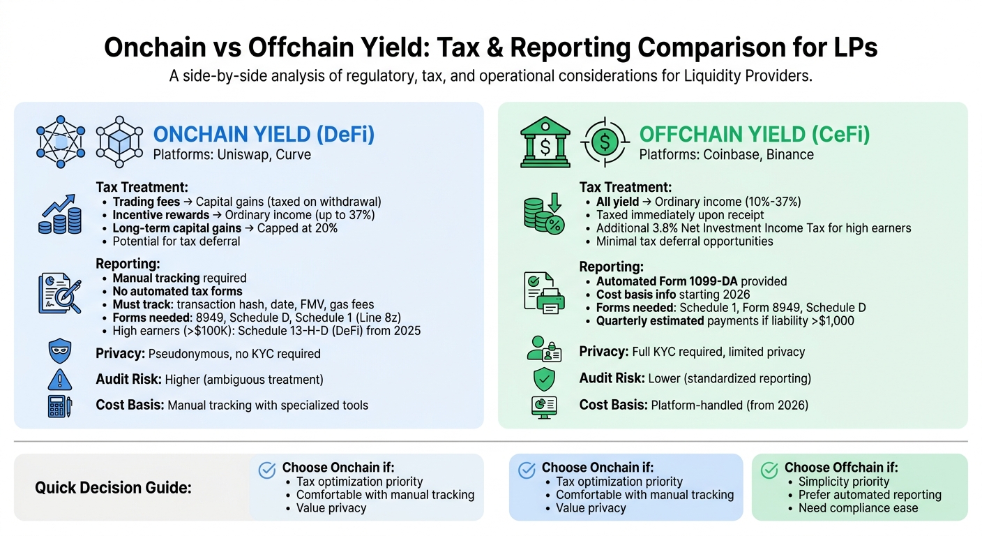 Onchain vs Offchain Yield: Tax and Reporting Comparison for Liquidity Providers
