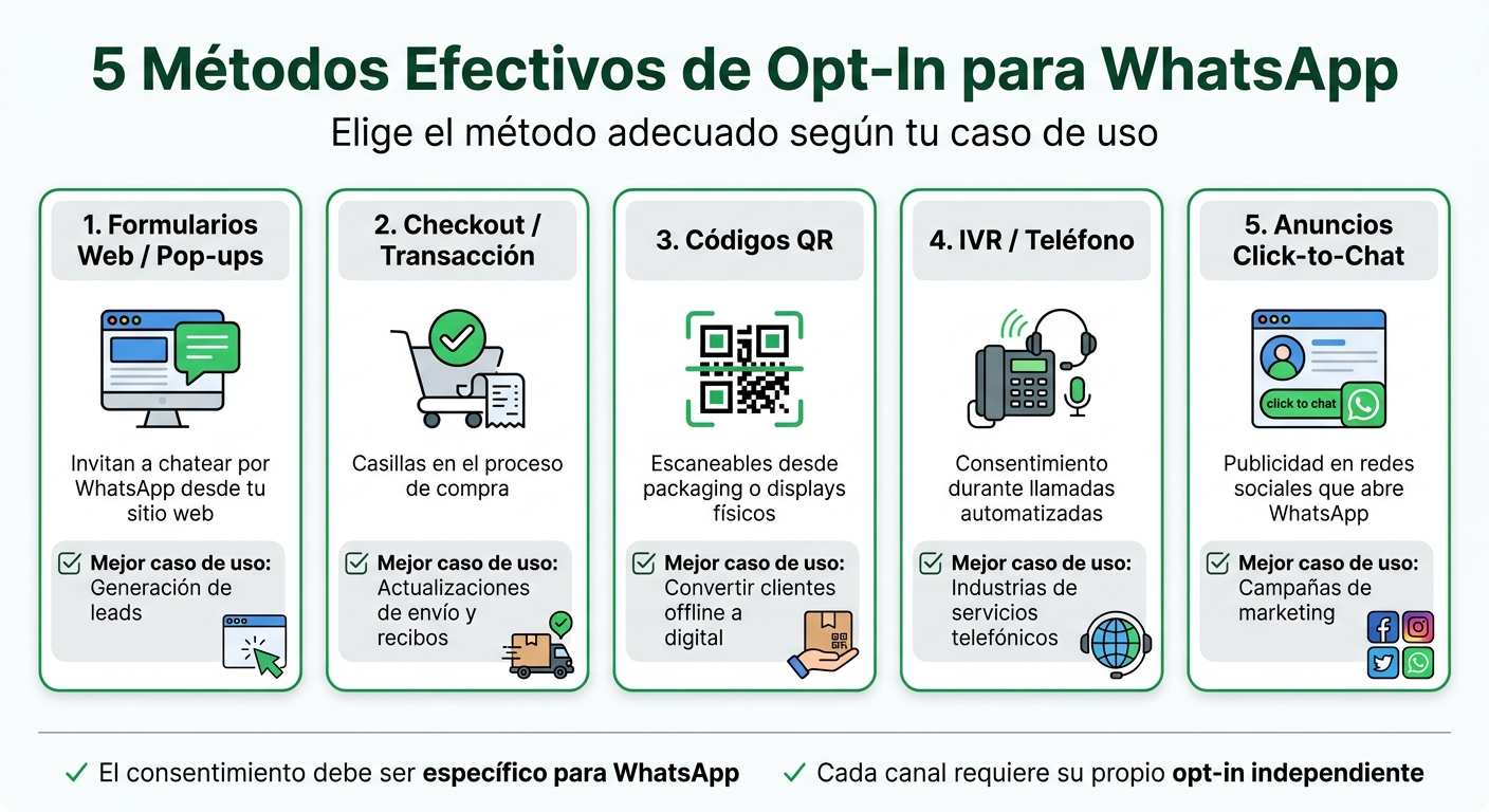 Métodos de Opt-In para Recopilar Consentimiento en WhatsApp