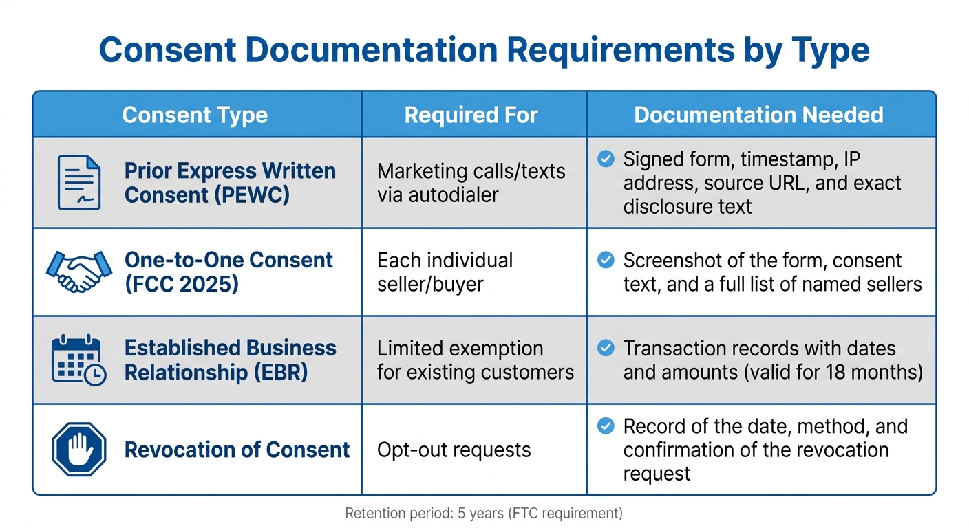 Consent Documentation Requirements by Type: PEWC, One-to-One, EBR, and Revocation