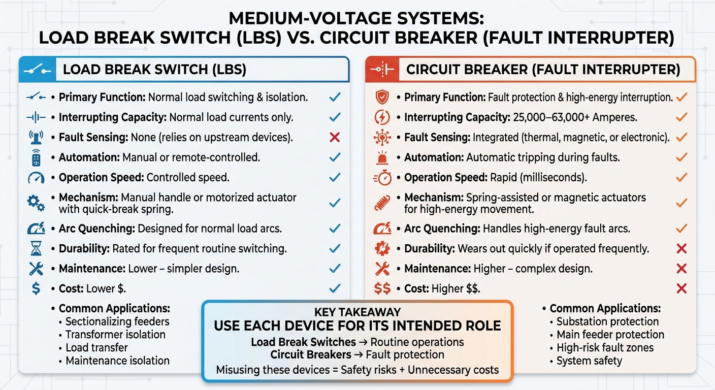 Load Break Switch vs Circuit Breaker Comparison Chart