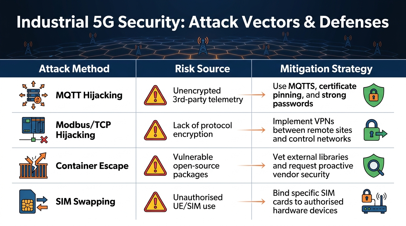 Common Industrial 5G Vulnerabilities and Mitigation Strategies