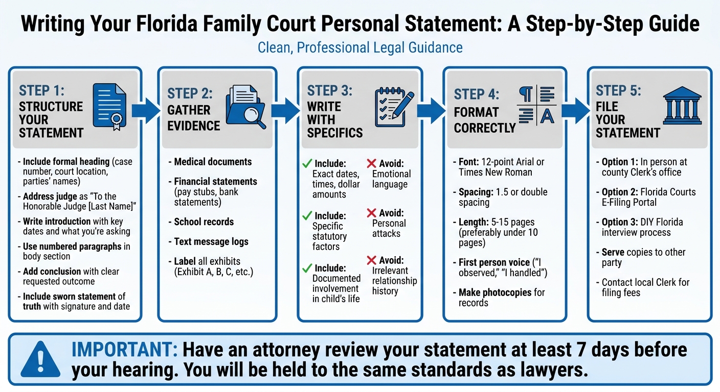 How to Write and File a Personal Statement for Florida Family Court