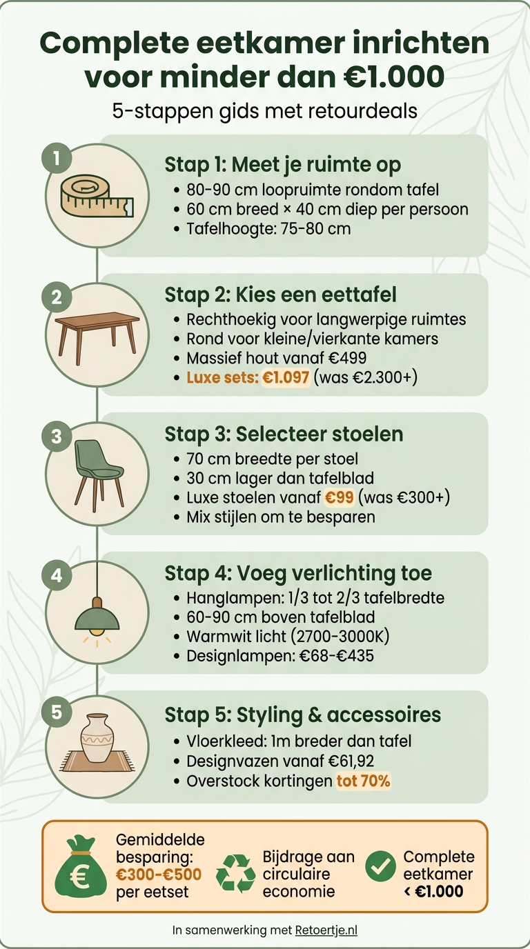 5 stappen om je eetkamer in te richten met retourdeals voor minder dan €1000