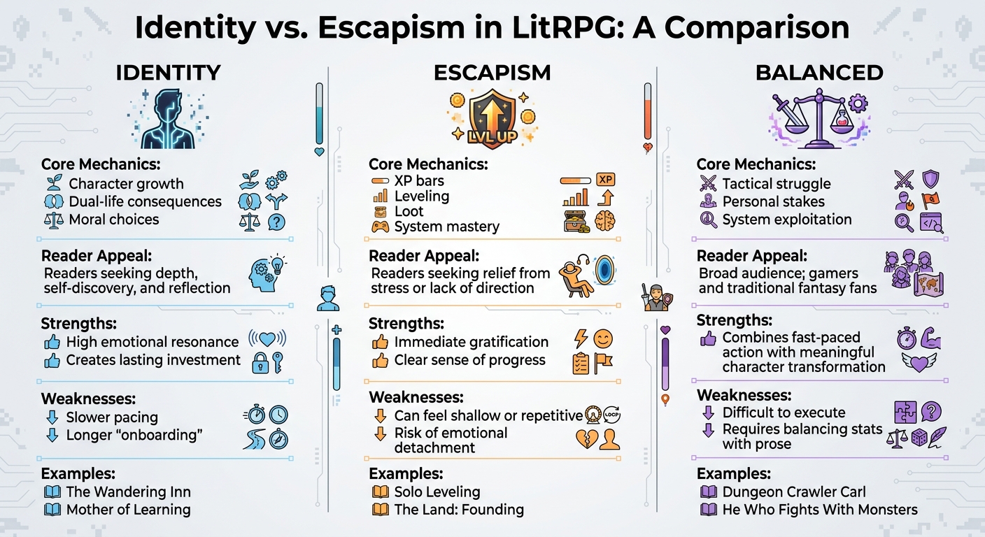 Identity vs Escapism in LitRPG: Key Differences and Examples