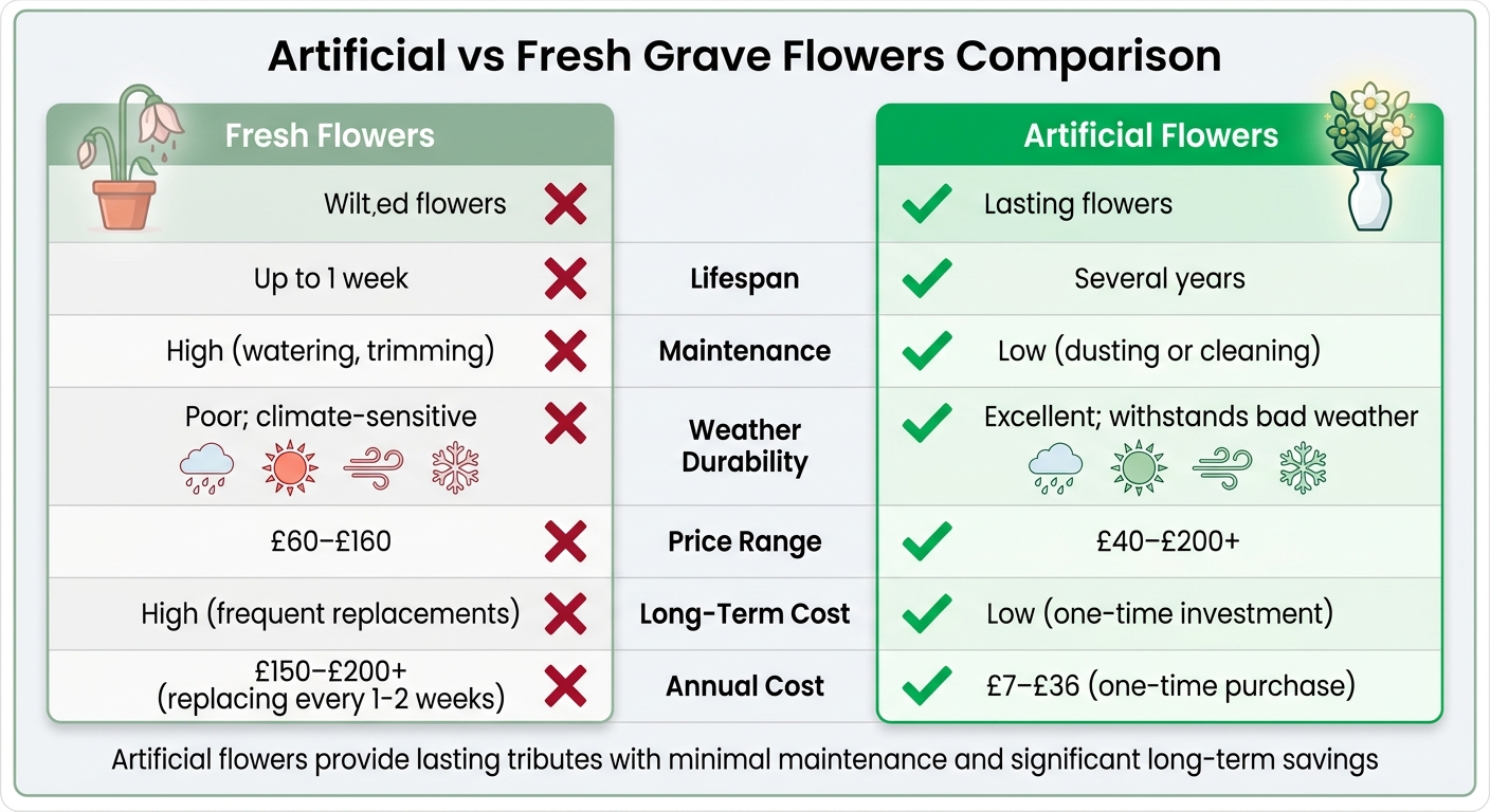 Artificial vs Fresh Grave Flowers: Cost, Durability and Maintenance Comparison