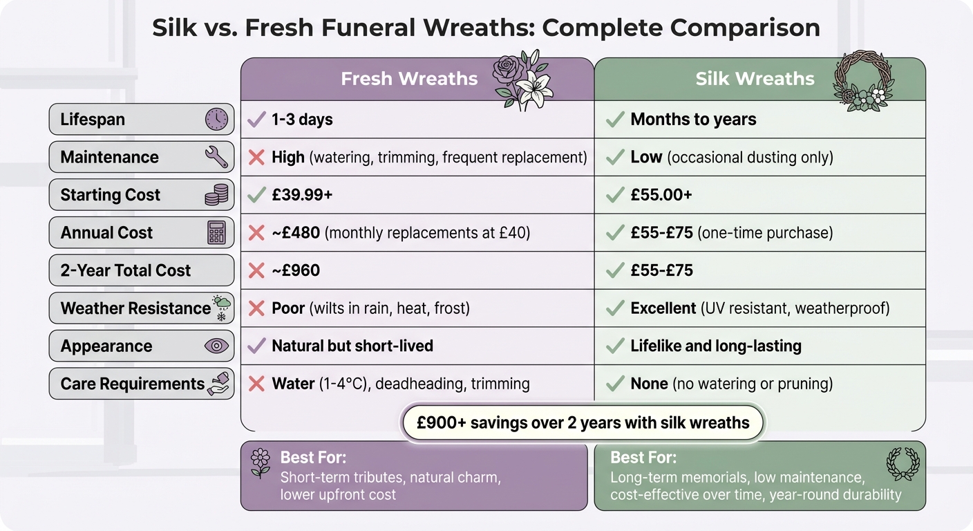 Silk vs Fresh Funeral Wreaths Comparison: Cost, Lifespan and Maintenance