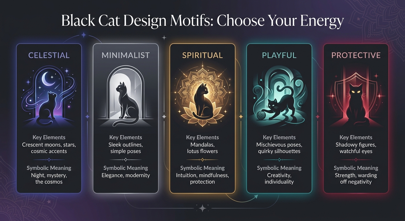 Black Cat T-Shirt Design Motifs and Their Symbolic Meanings