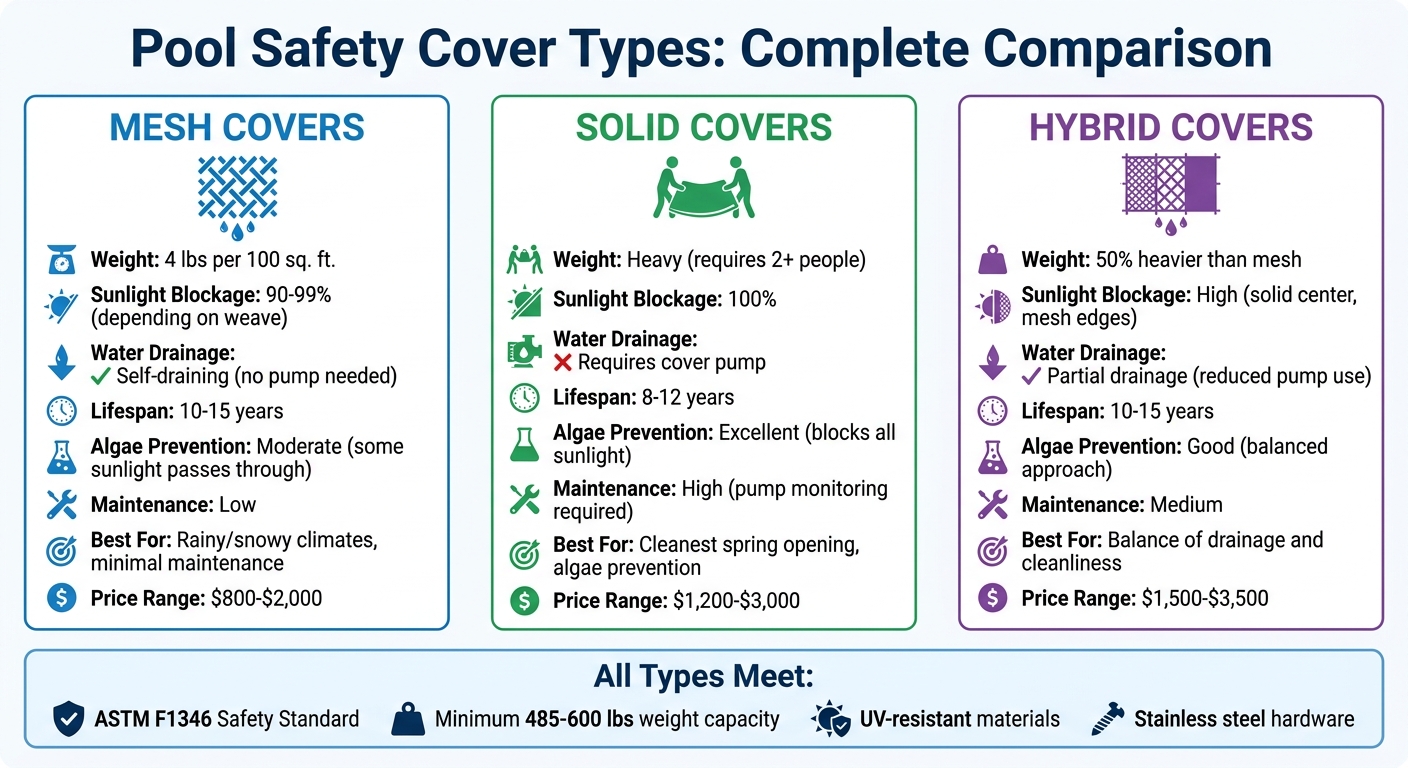 Pool Safety Cover Types Comparison: Mesh vs Solid vs Hybrid