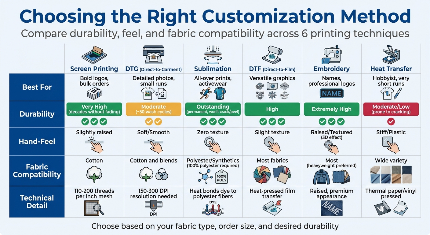 Costume Customization Methods Comparison Chart